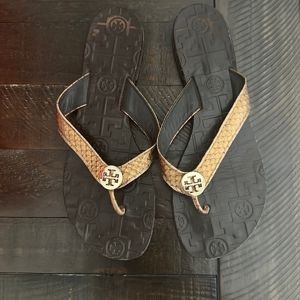 Tory Burch bronze sandals